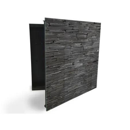 Glasdekor skříňka na klíče dekor - obklad textura černý kámen