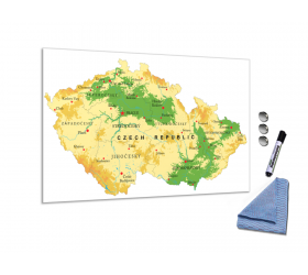 Skleněná tabule - mapa reliéf České republiky obdélník rozměr  +- 3:2